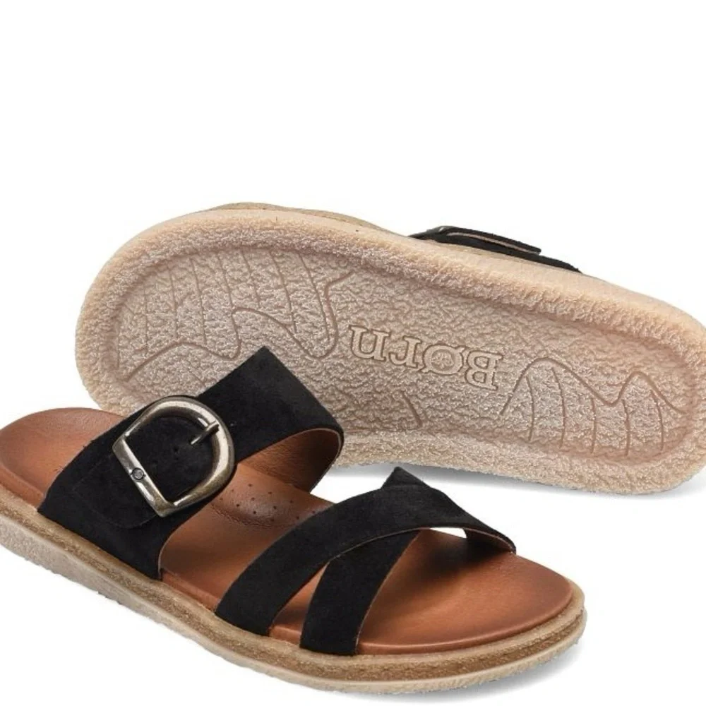 Born Women’s CAITE Sandals Size 8 Black Suede Leather Bohemian Granola Girl